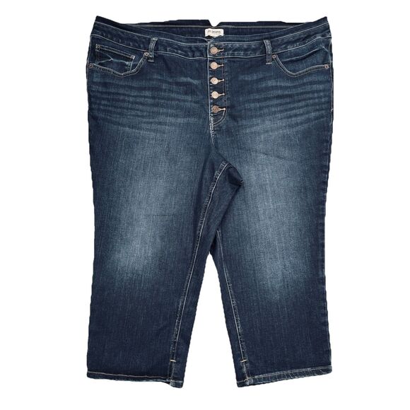 Maurices Mid Fit Mid Rise Crop Jeans Plus 24W (46x20) Dark Blue Button Fly Women - Picture 2 of 10